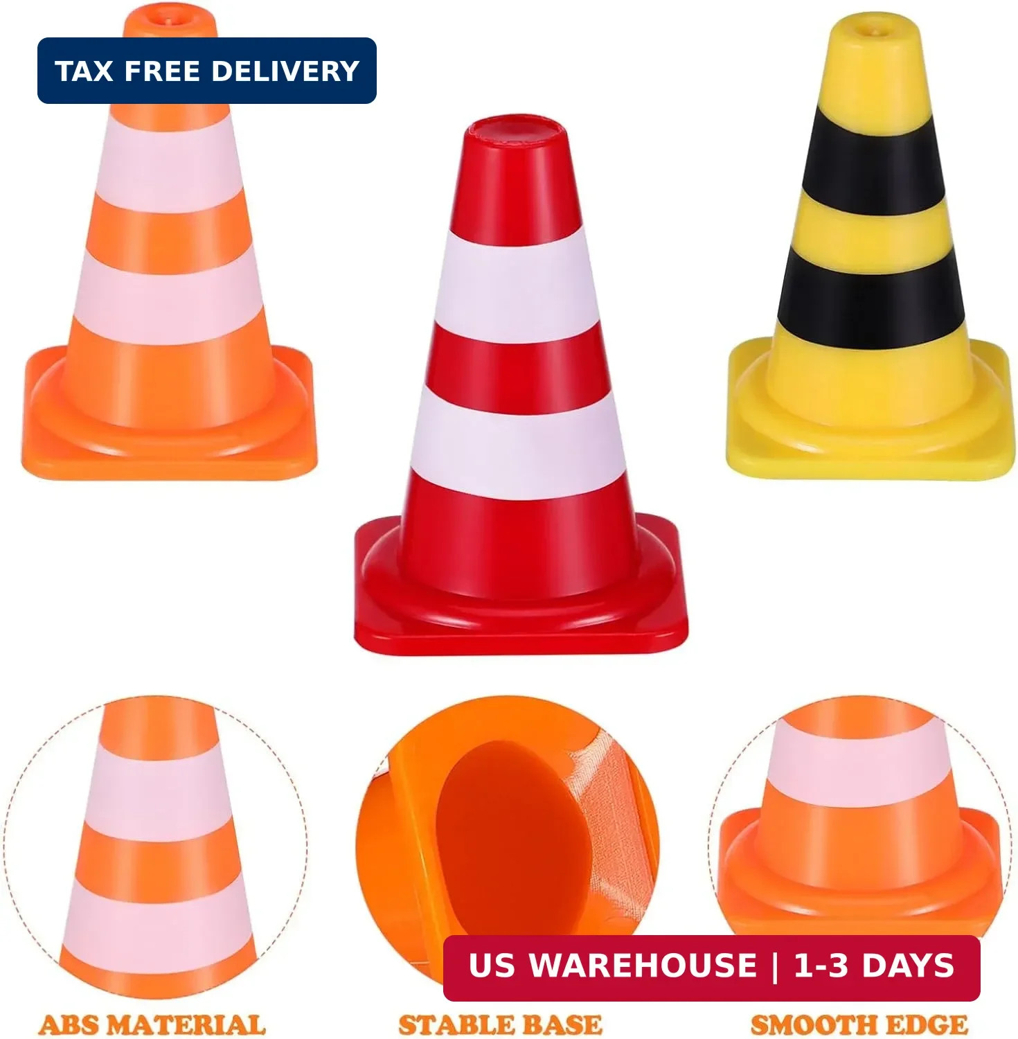 NUOBESTY 30pcs Mini Plastic Traffic Cones, Tiny Simulation Safety Training Roadb