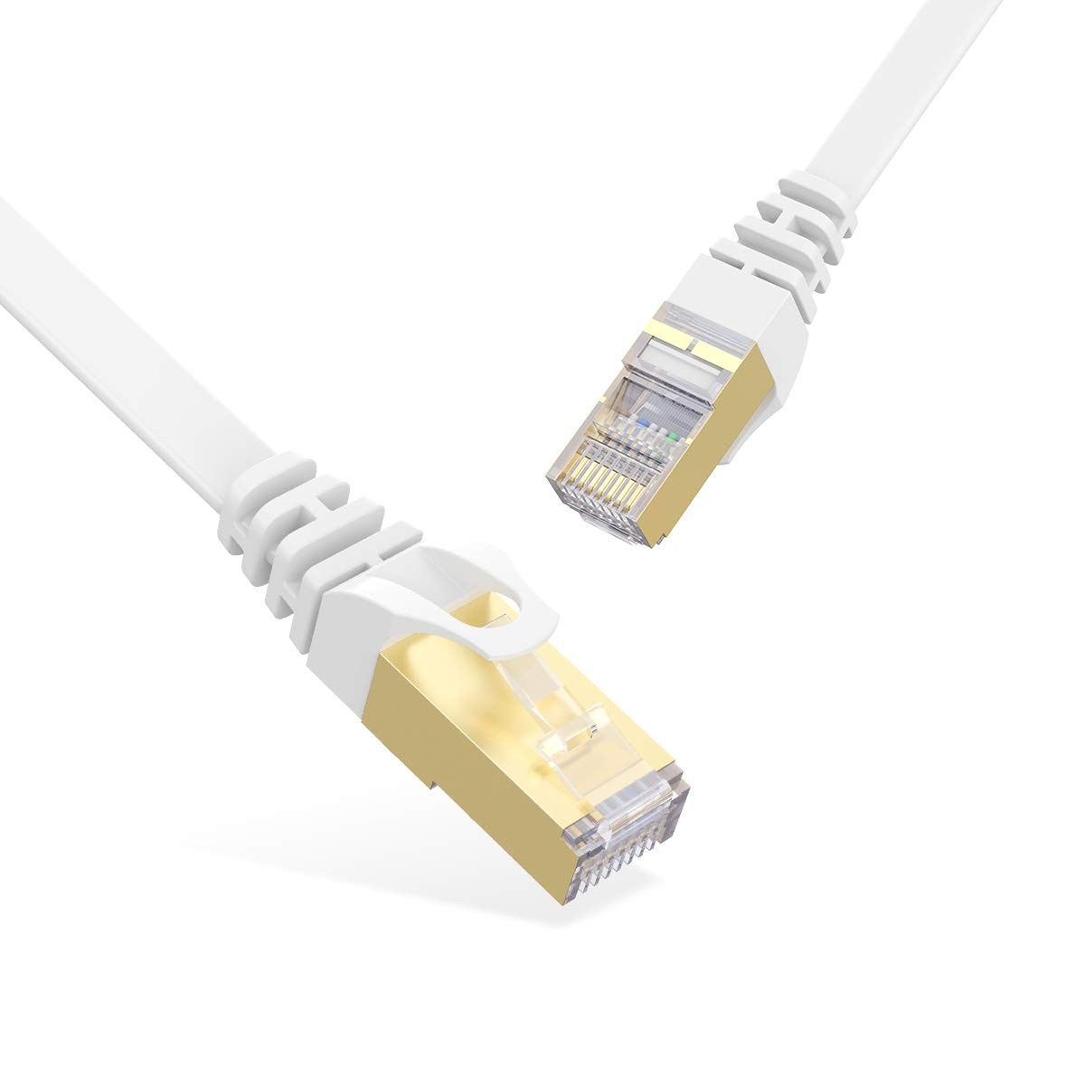 Cat7 Ethernet Cable 15 FT 5m White Flat High Speed LAN Network Patch Cord