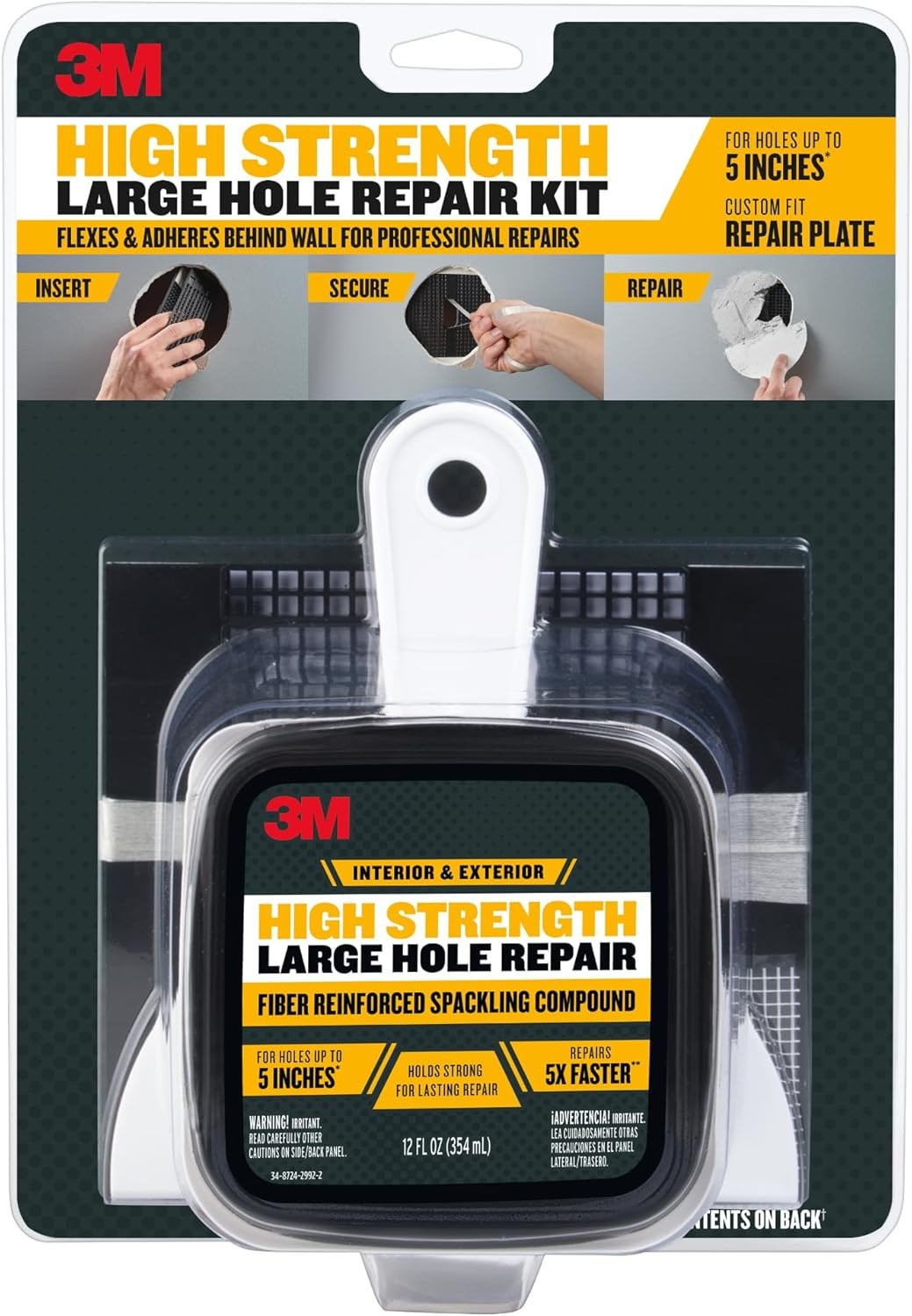 3M High Strength Large Hole Repair Kit, Includes 12 oz., 12 fl. oz. + Kit