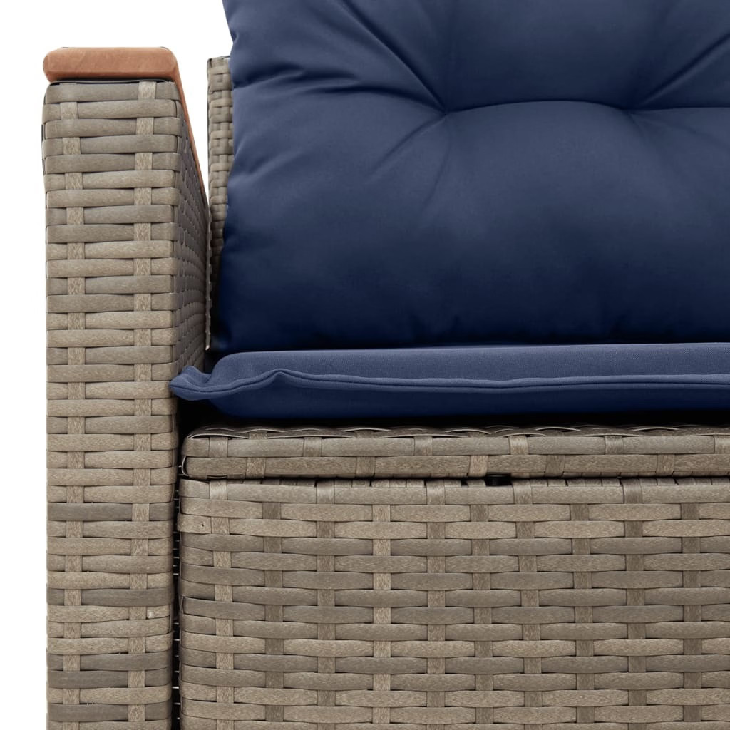 Patio Sofa with Cushions 2-Seater Gray Poly Rattan