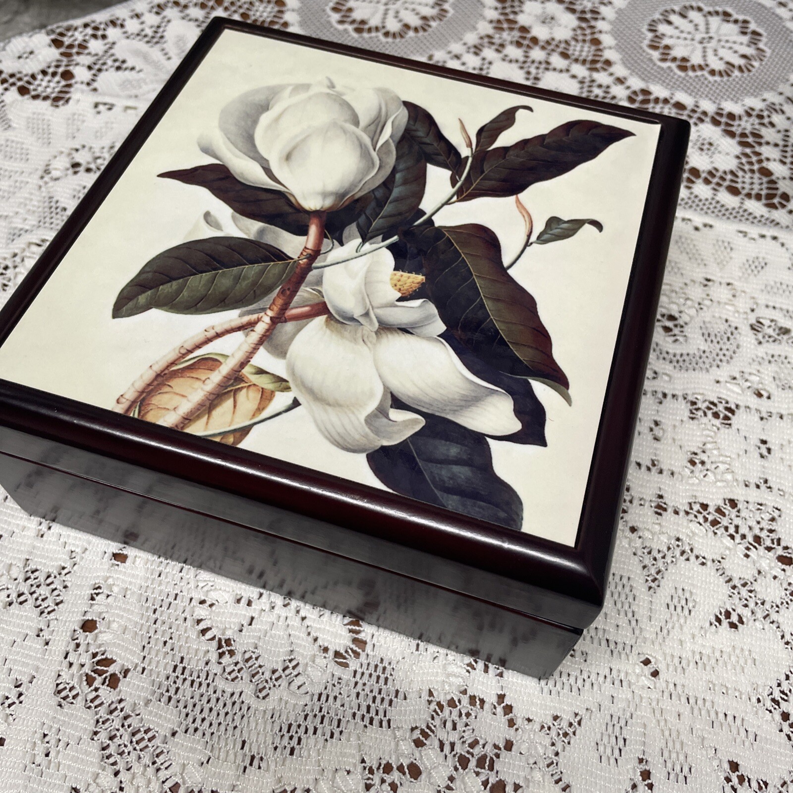 Magnolia Keepsake Box 6.5” Square