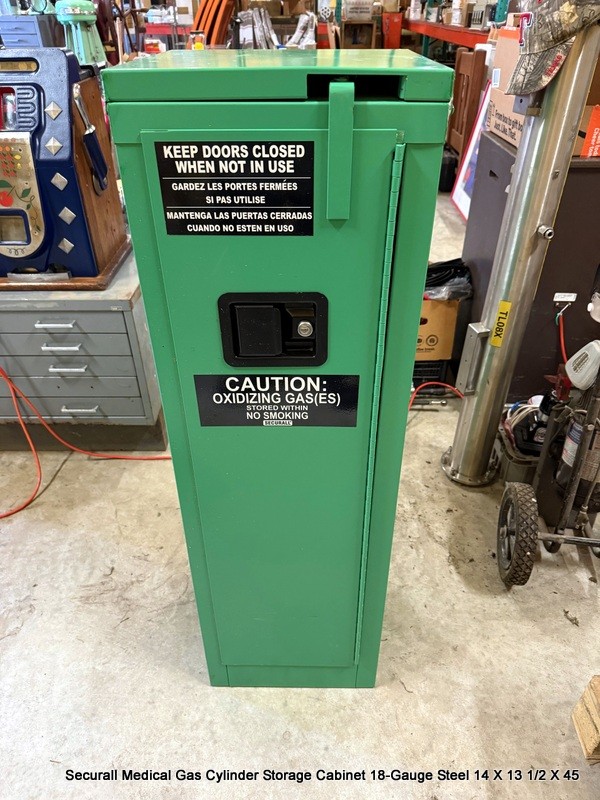 Securall Medical Gas Cylinder Storage Cabinet 18-Gauge Steel 14 X 13 1/2 X 45