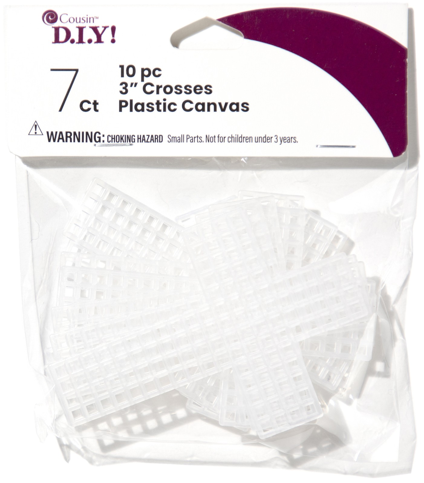 Cousin Plastic Canvas Shape 7 Count 3 10/Pkg Crosses Clear