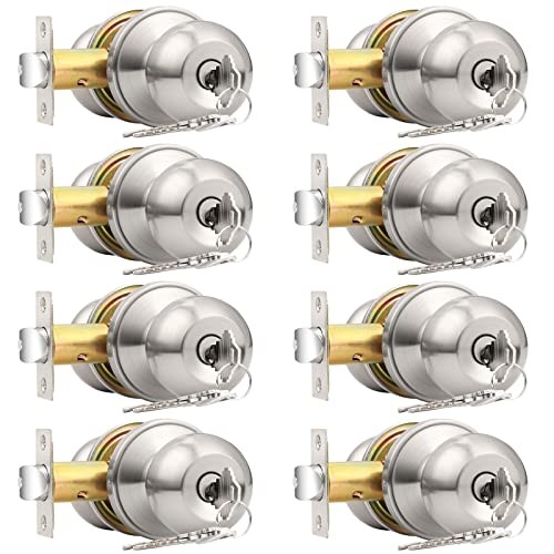 Door Locks Knobs with Same Key 8 Pack Cylindrical Keyed Entry Ball Knob