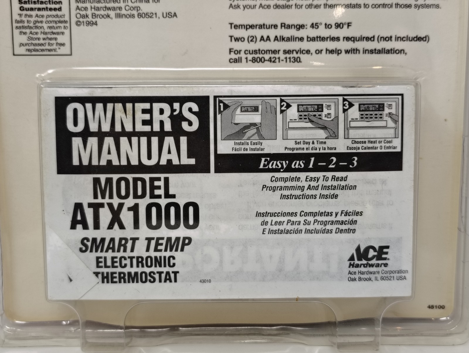 Ace 42355 Easy Programmable Electronic Thermostat Heating Cooling 24V NOS NEW