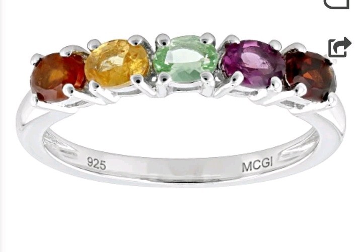 JTV Multi-garnet Platinum Over Sterling Silver Ring Size 9