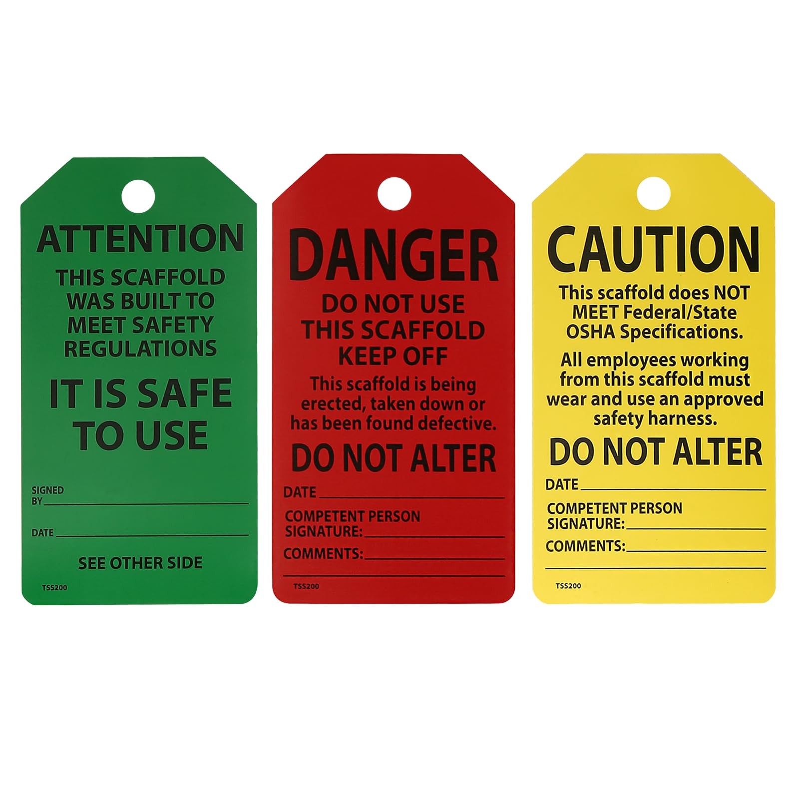 25-Pack Waterproof Scaffolding Inspection Tags,Danger/Caution/Attention,3-Way...