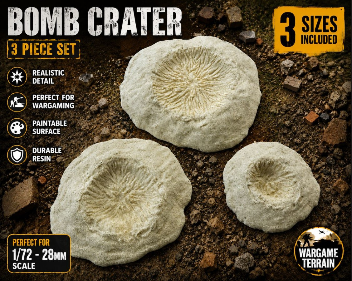 Terrain Crater & Explosion Field Multi-Scale –20mm (1/72)/28mm Scenery Kit