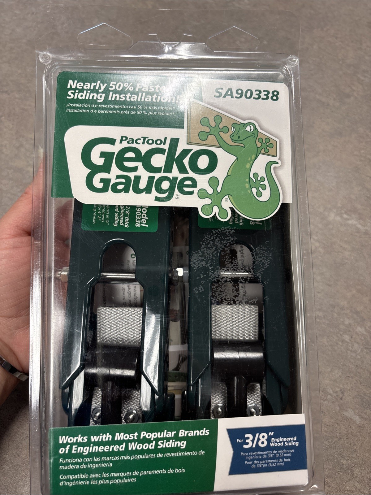 PacTool Gecko Gauge SA90338 Siding Tool Gauges for 3/8” Wood Siding