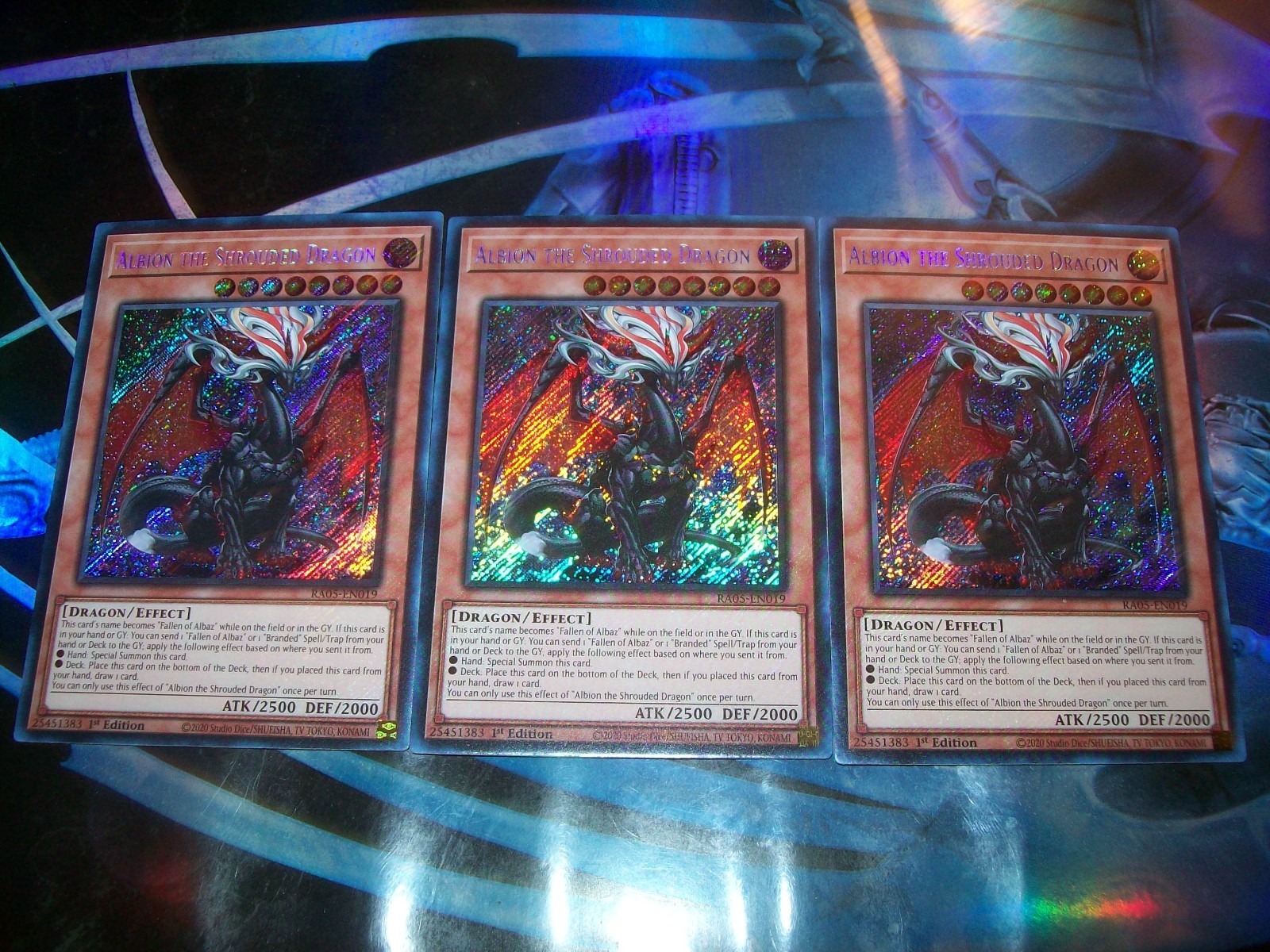 3x Albion the Shrouded Dragon 1st Edition Secret Rare RA05-EN019 Yu-Gi-Oh!