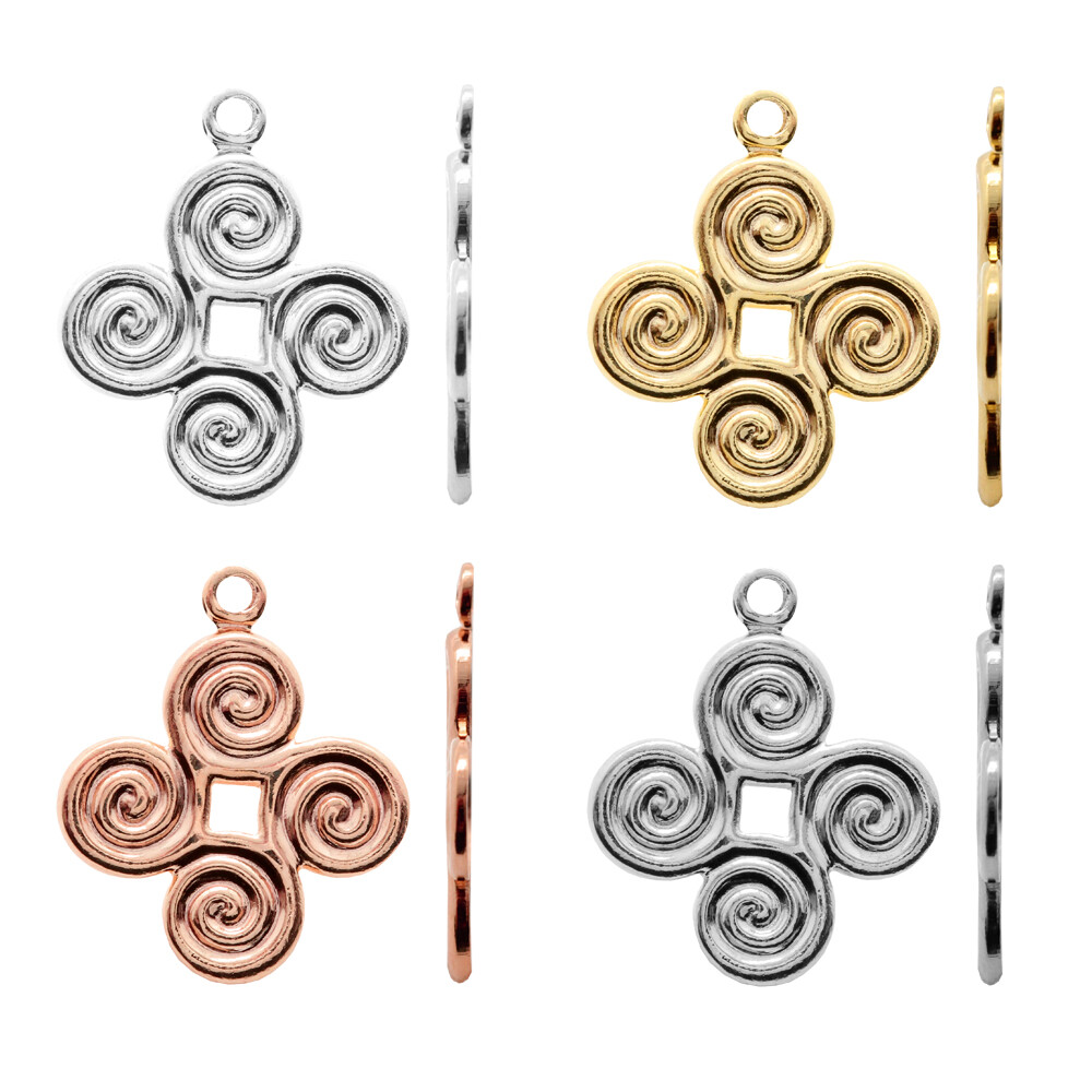 Brass Charm Round Shape 16x13.5mm Jewelry Making Findings 6 pieces