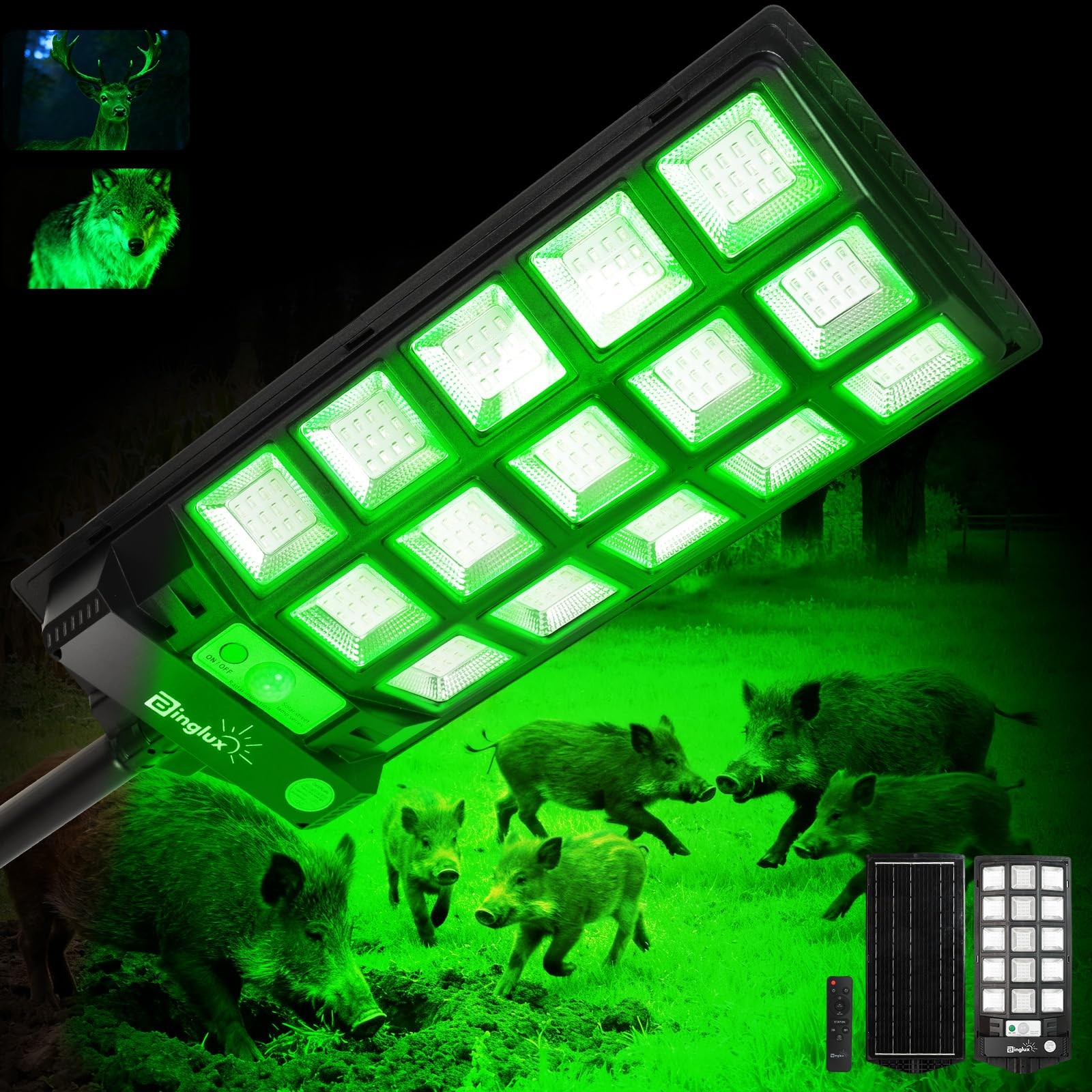 Hog Lights for Night Hunting - 20000LM Solar Green Light for Hunting Hogs wit...
