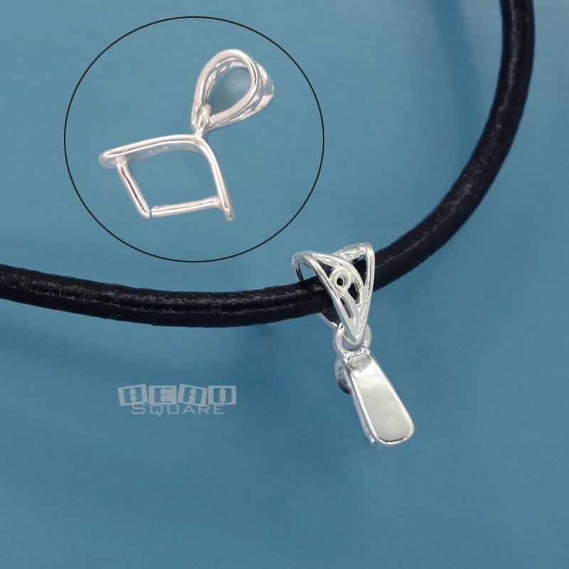 Sterling Silver Openwork Filigree Rectangle Pendant Pinch Bail Connector #33337