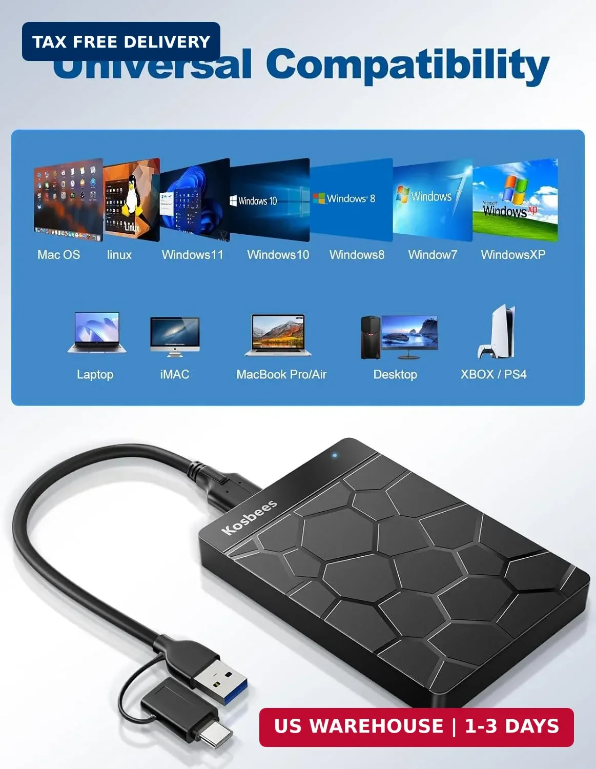 500GB External Hard Drive for Windows & Mac