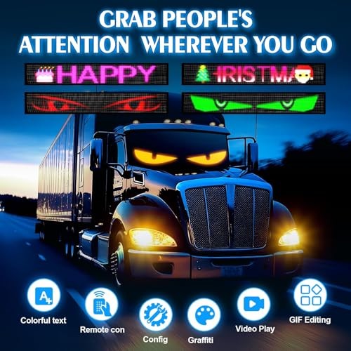 35.4" x 7.56" Programmable Windshield LED Eyes Display, USB 5V 35.4in*7.56in