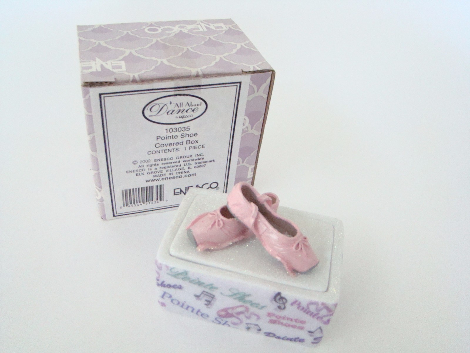 ENESCO Porcelain Trinket Box - Pointe Shoe Covered box