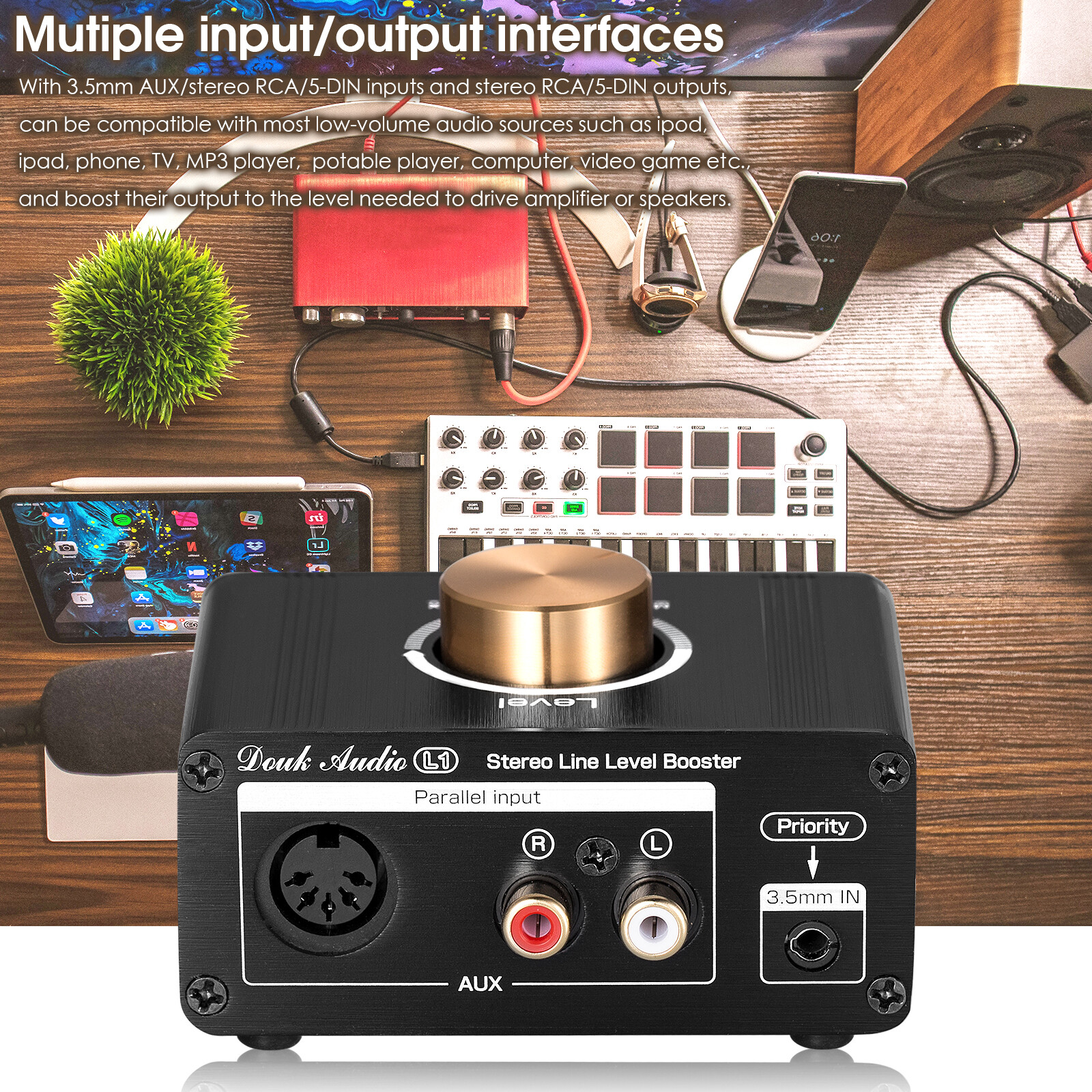 Douk Audio L1 Stereo Line Pre-Amplifier Level Booster for MP3, iPad, iPhone