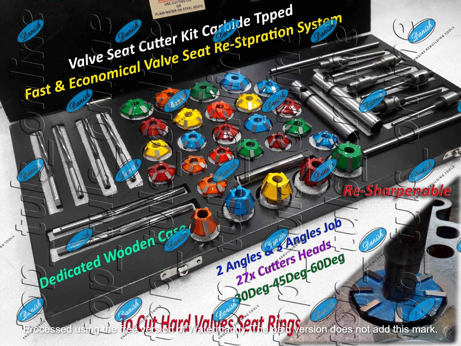 Motorcycles 3 angle Valve Job Seat Cutter Set Carbide Tipped