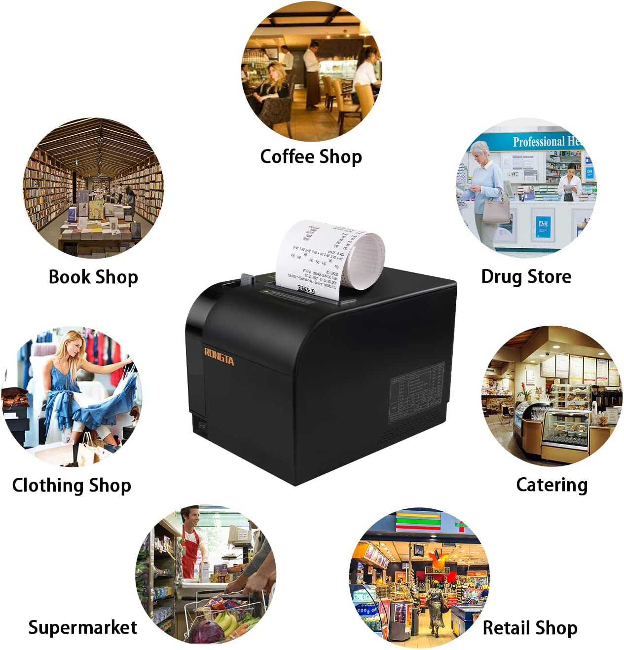 Thermal Receipt Printer, 80Mm Receipt Printers, Thermal Pos Printer with Auto C
