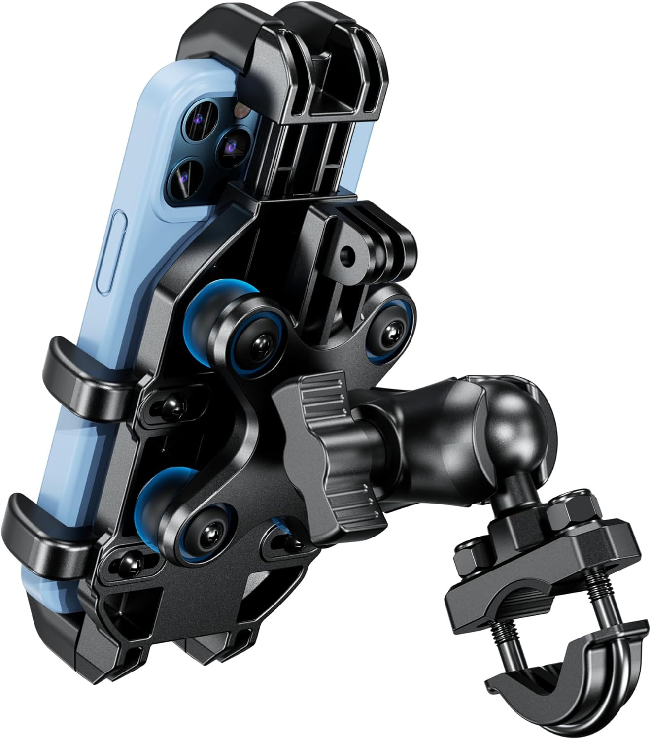 BRCOVAN Motorcycle Phone Mount Holder with Vibration Dampener, Anti-Shake Handle