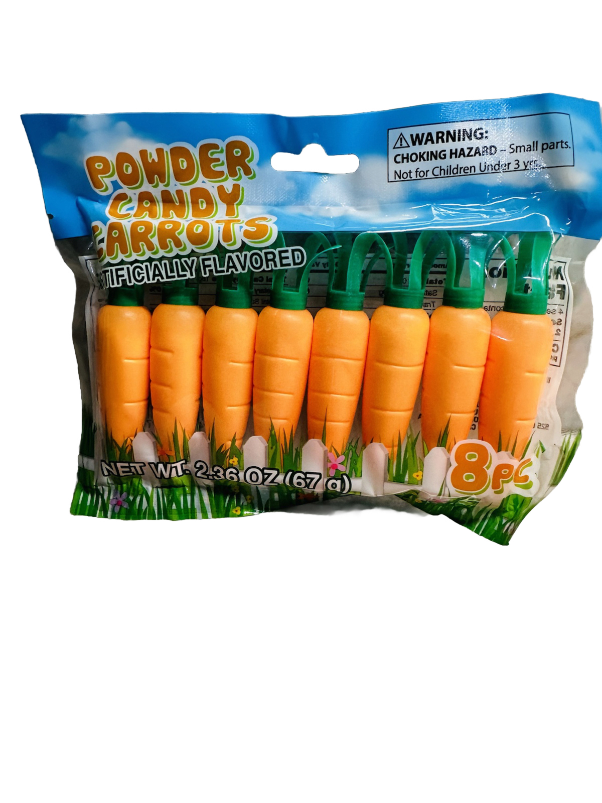 1Pack  Easter Powder Candy Carrots 2.36oz/67g. 8 Pc- Basket Filling. See Below