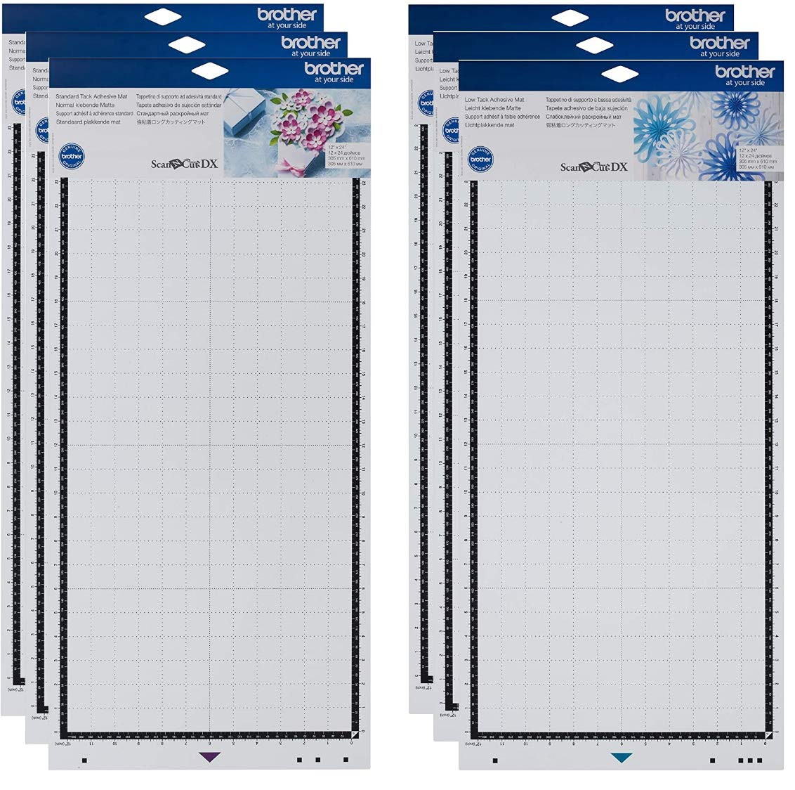 Scanncut DX Adhesive Mats, Large 12" X 24" Standard and Low Tack Adhesives, 3 Ea