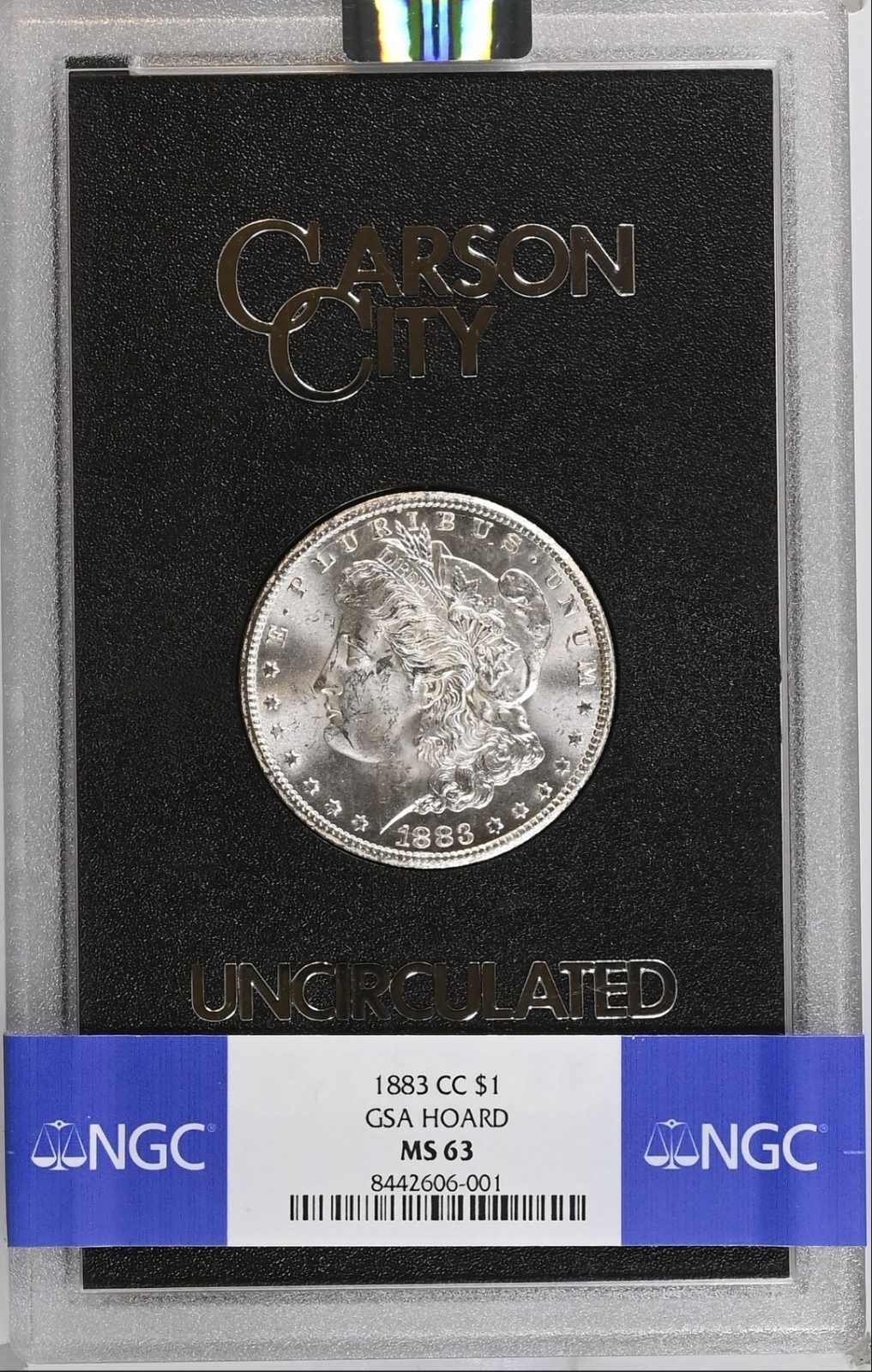 1883-CC Morgan Silver Dollar $ GSA Hoard NGC MS63