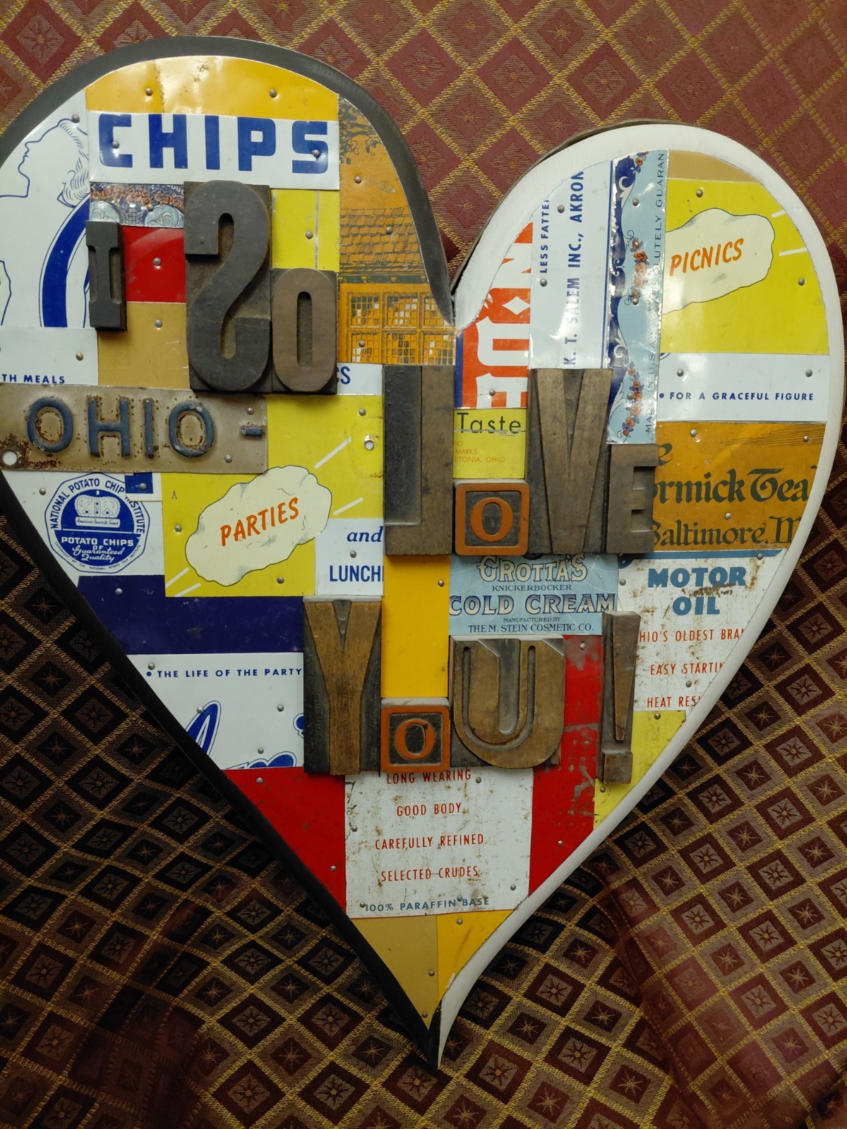 Mixed Color Media Collage Wall Art/Vintage Cans