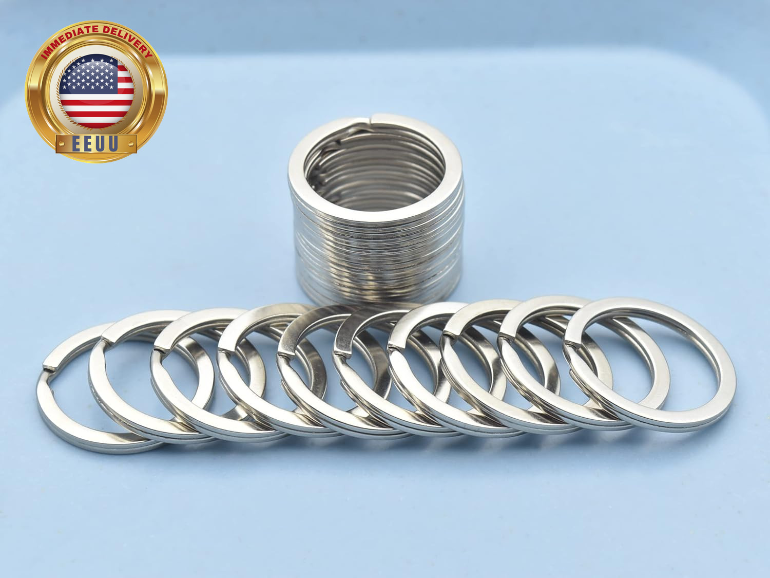 20 Pack Key Ring Keychain 1 Inch 25Mm Diameter Metal Flat Split Key Chains Rings