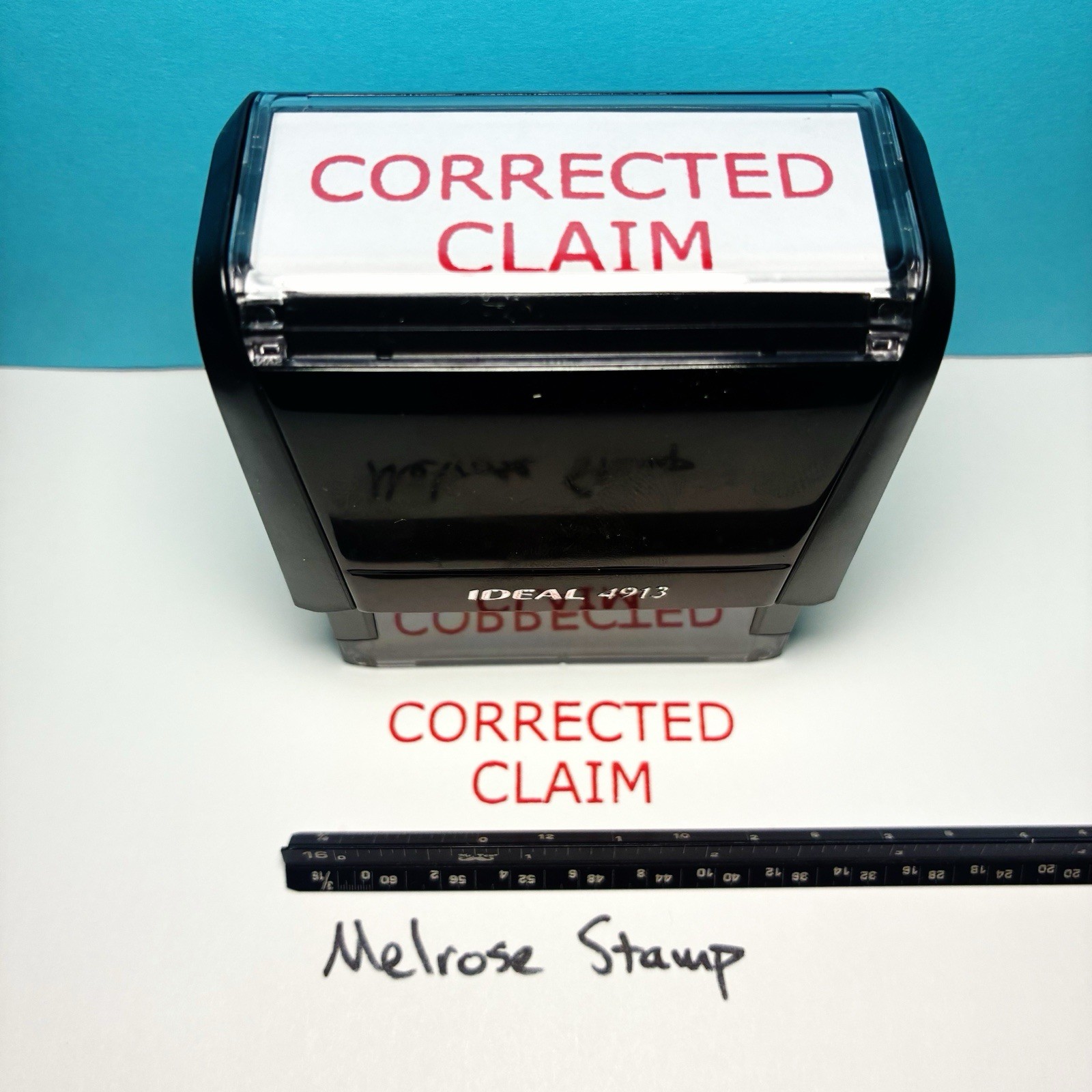 Corrected Claim Rubber Stamp Red Ink Self Inking Ideal 4913