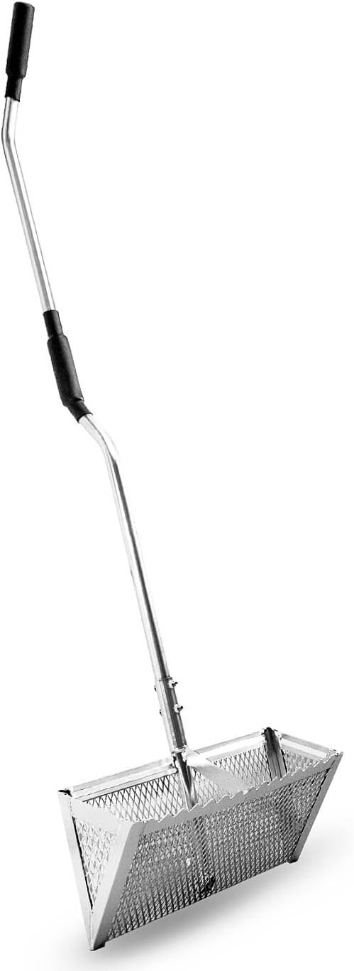 Ergonomic Sand Flea Rake - 16" Wide Basket, 52" Long Handle, Sharp Teeth