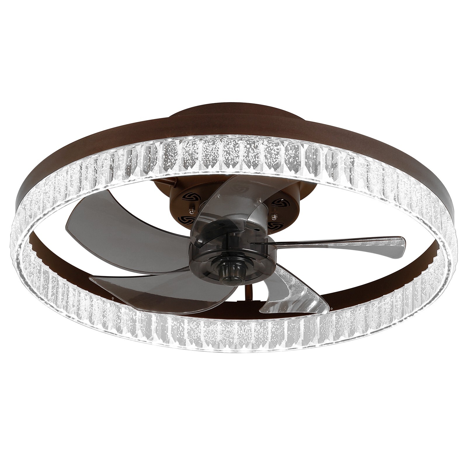 20" Modern Brown 5-Blade Smart LED Ceiling Fan