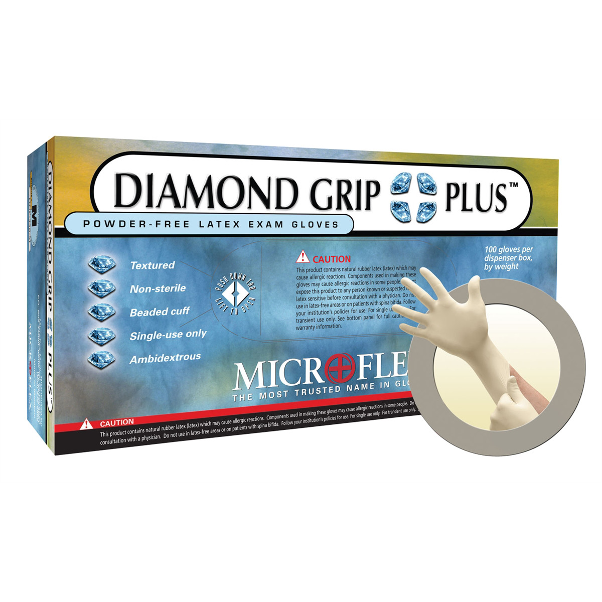 Microflex DGP350L Diamond Grip Plus Latex Gloves - Large (100)