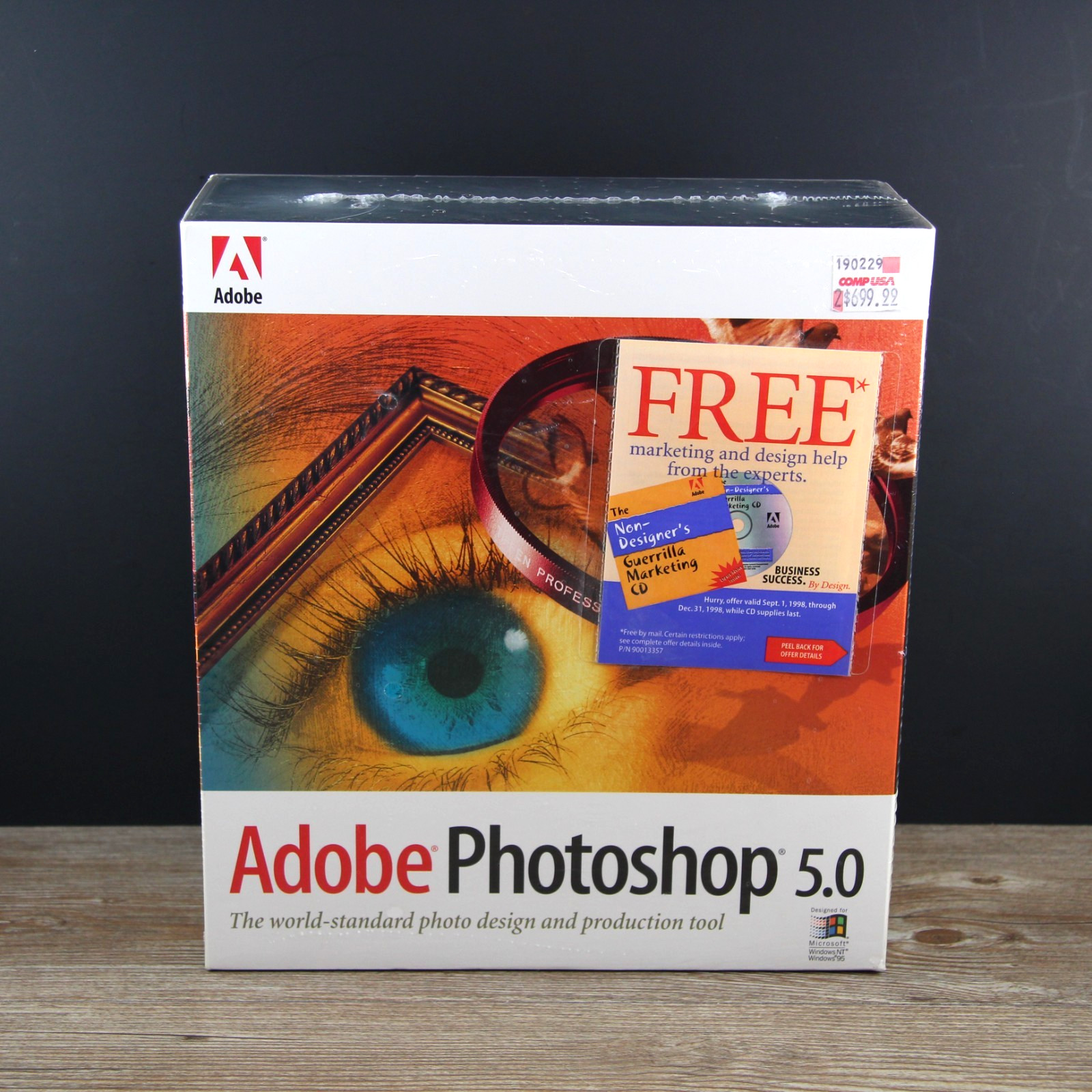 VTG Adobe Photoshop 5.0 RETA1L 1995 Windows PC English New Sealed NOS Genuine