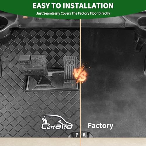 Golf Cart Floor Liner Mat 8mm Thick Rubber Full Coverage Fit for Black Trim