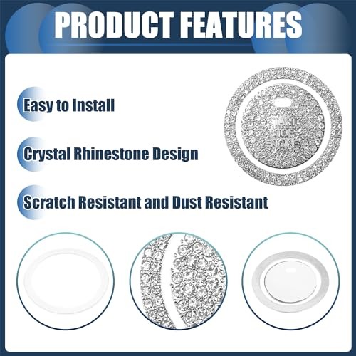Universal Car Engine Start Stop Button Cover, Bling One Click Push Start
