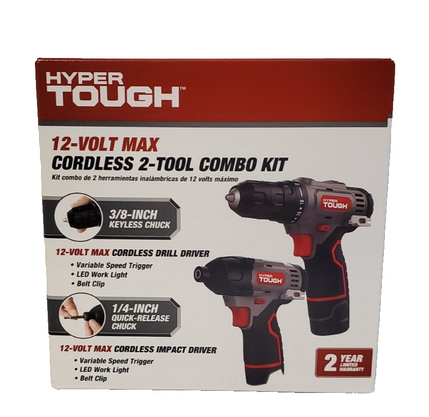 Hyper Tough 12V Max Cordless 2-Tool Drill and Impact Driver Combo Kit, 3/8-inch