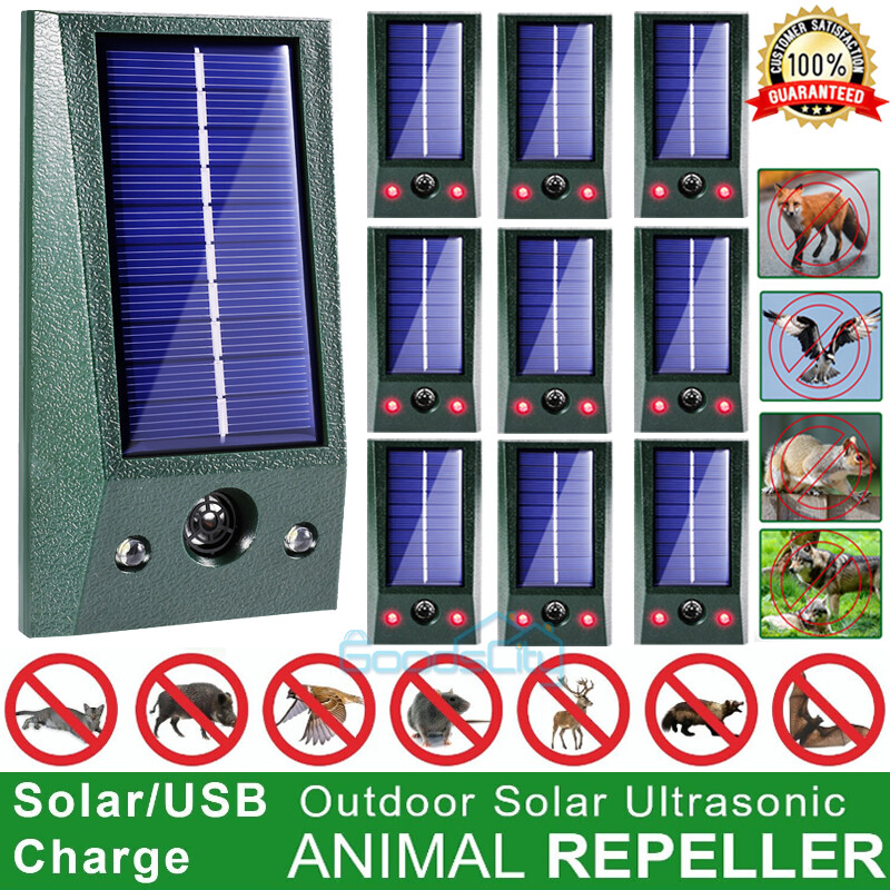 USB & Solar Ultrasonic Animal Repellent Dog Cat Skunk Deer Raccoon For Garden