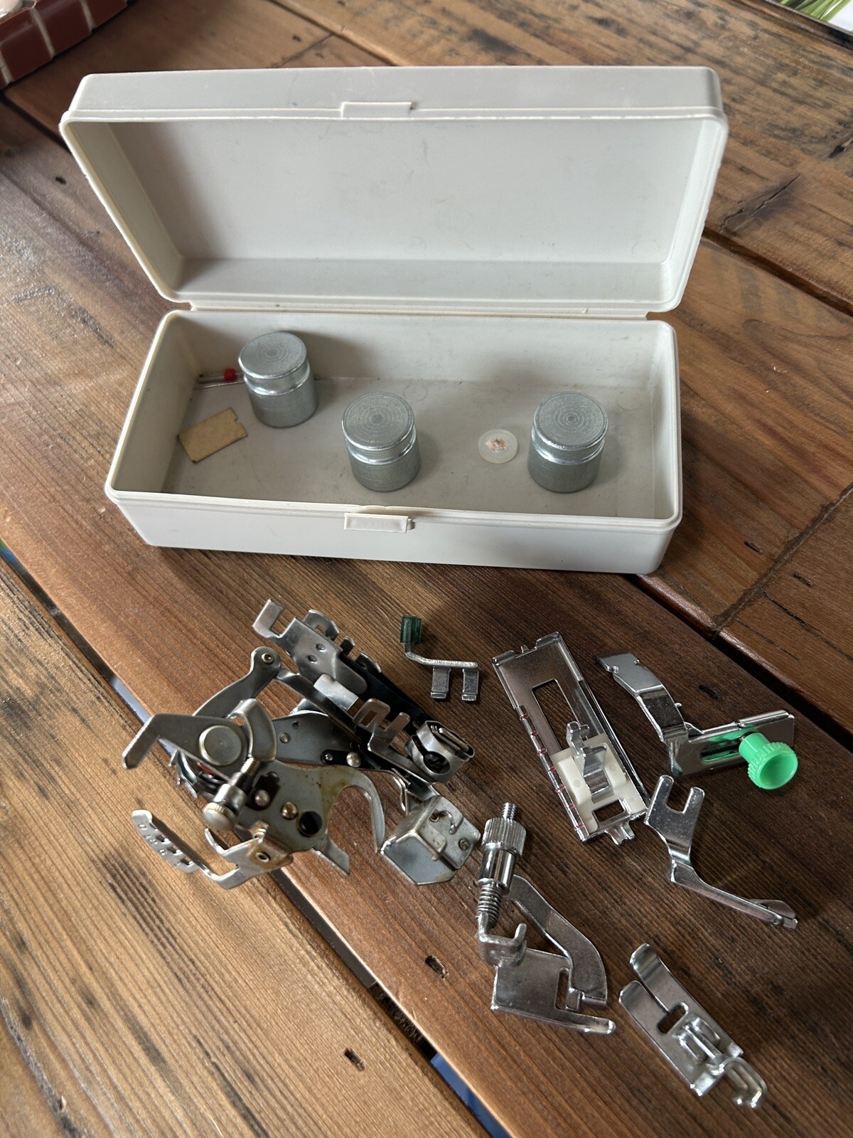 Vintage Sewing Machine Attachments, Acessories - 11 Pieces + Case