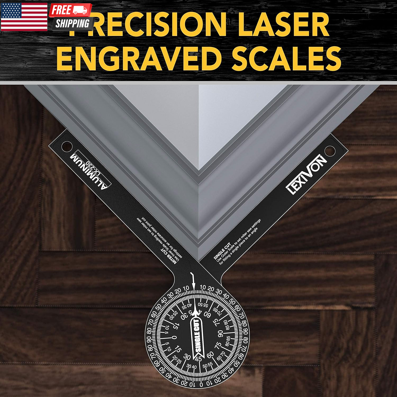 Aluminum Miter Saw Protractor | 7-Inch Rust Proof Angle Finder Featuring Precisi