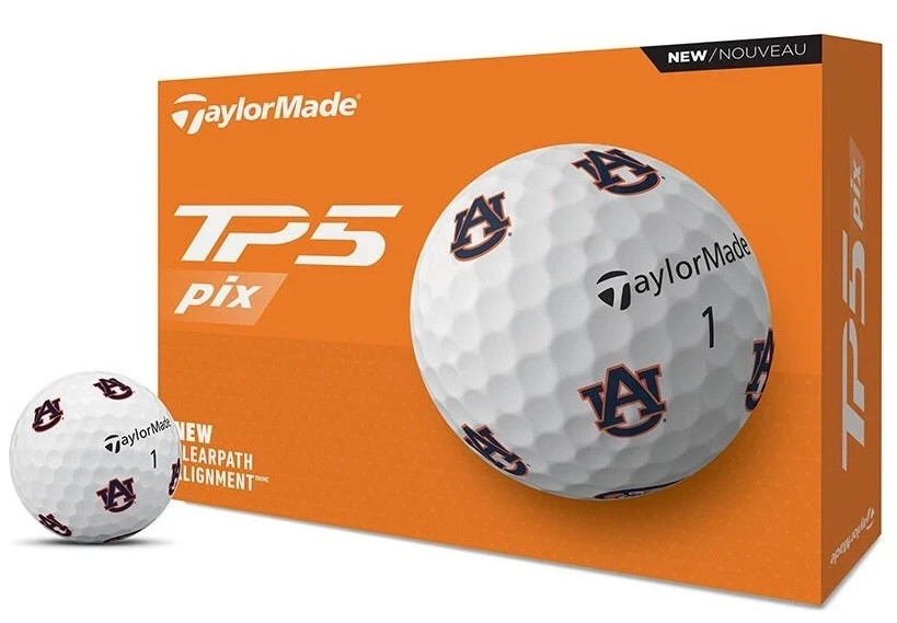 TaylorMade TP5 PIX Golf Balls NCAA Auburn - Brand New - Dozen