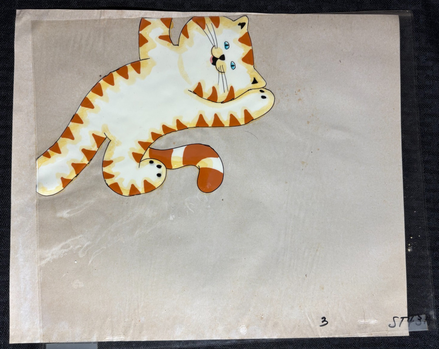 1980's GOOD MEWS Cat Food 12.5x10.5" Animation Cel SC3 ST-43A Orange & White Cat
