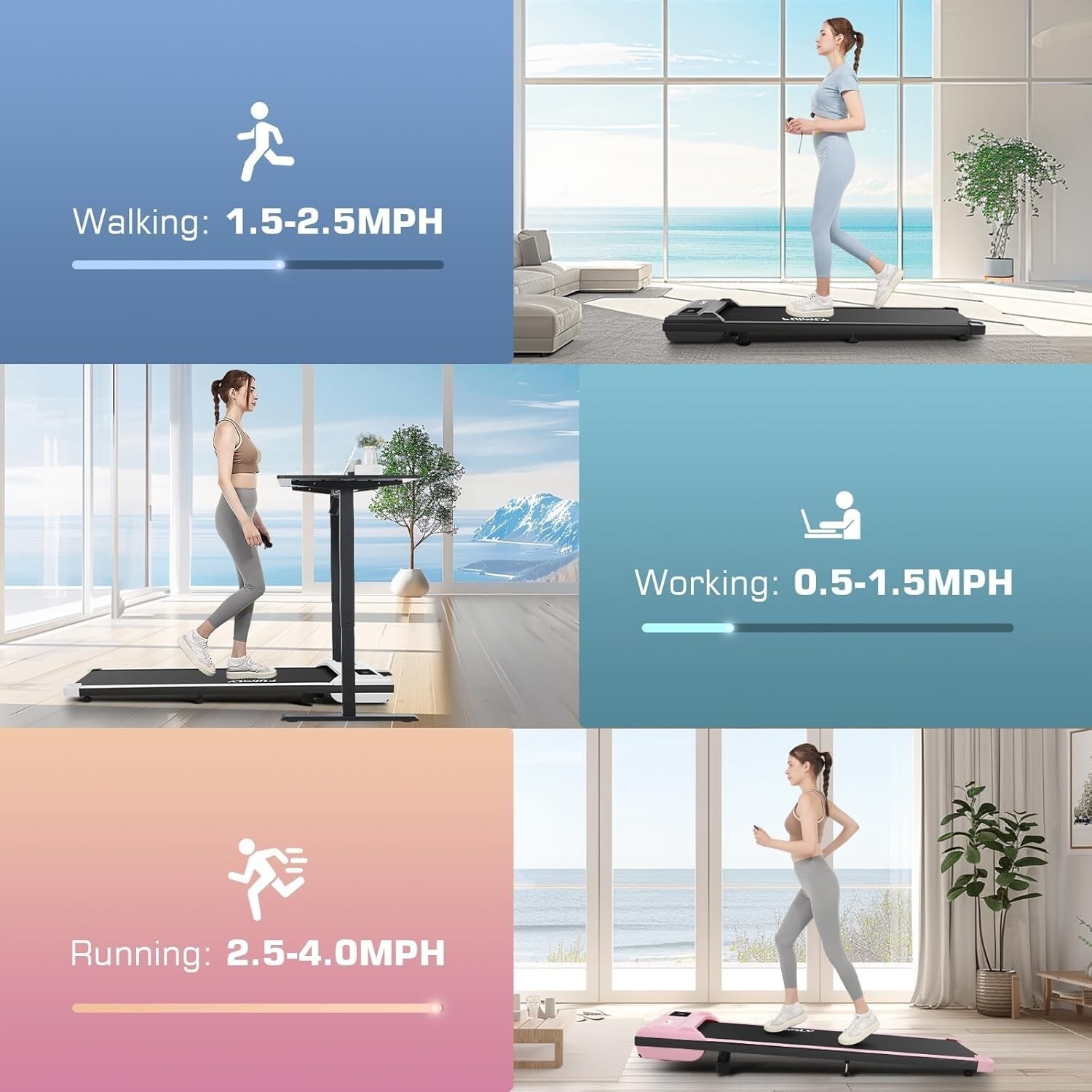 Under Desk Treadmill Compact Running Machine with Remote Control,300lbs Capacity