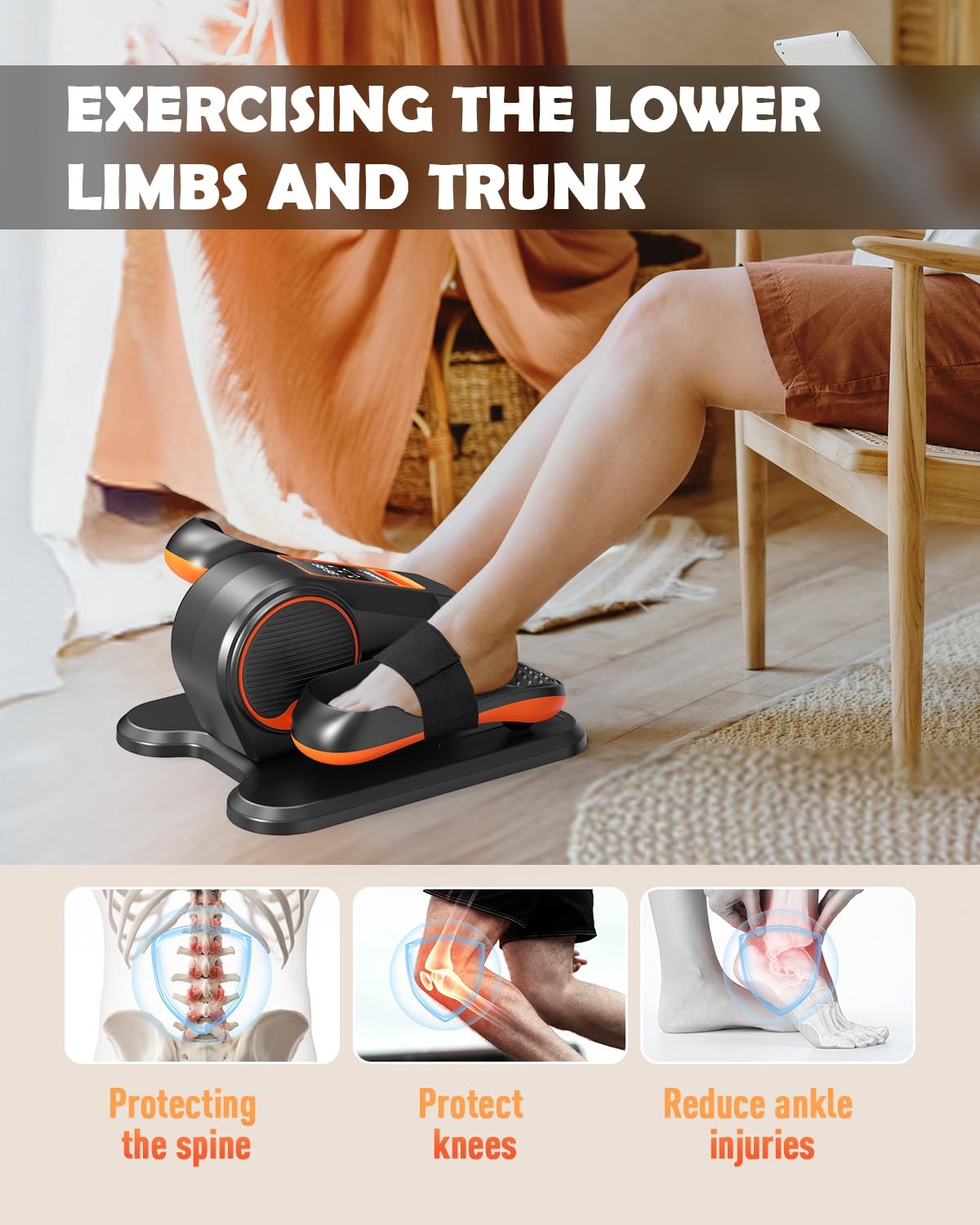 Under Desk Elliptical Machine, Elliptical Leg Exerciser for Senior, 13 Adjust...