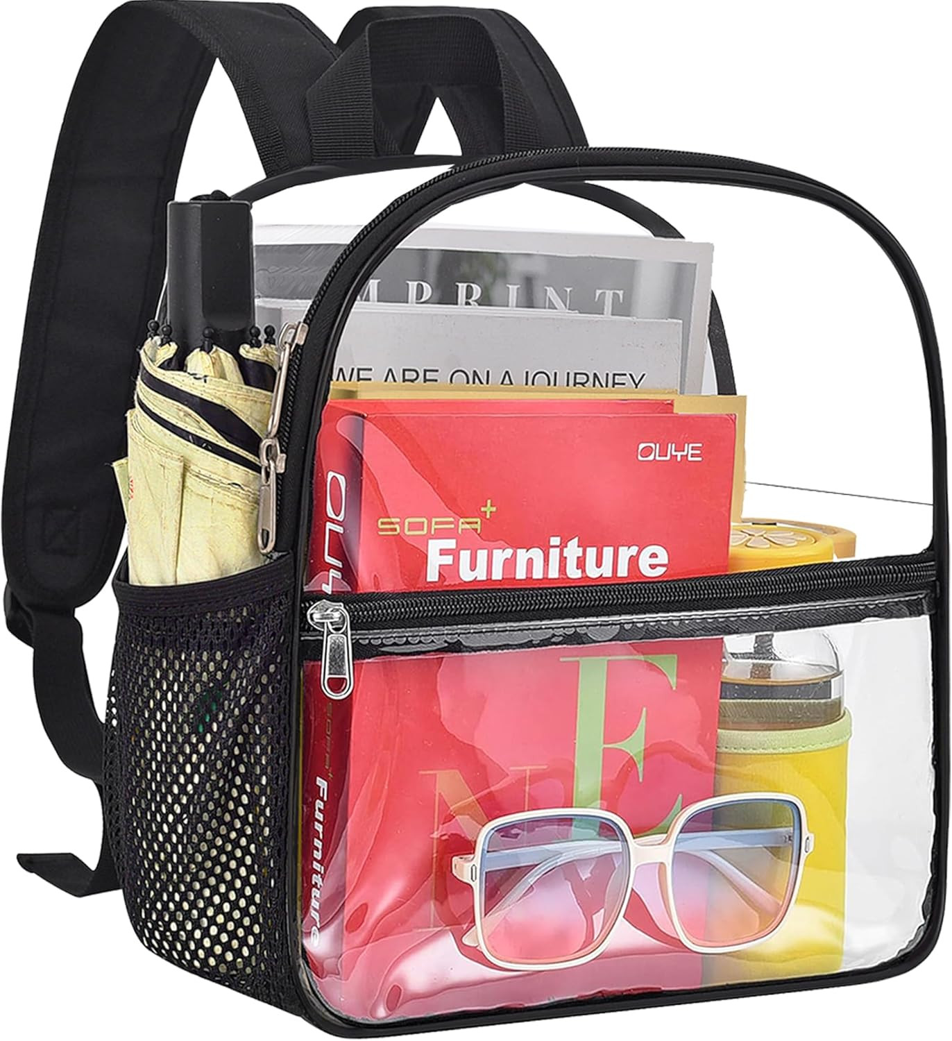 Clear Backpack for Stadium Events - 12x12x6, Mini Small Clear Bag Sports Fan Bac