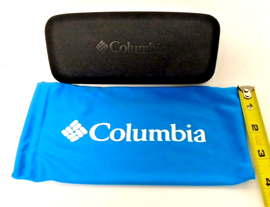 Columbia Black Hard Clam Shell Glasses Case with Cleaning Cloth Bag Free Ship