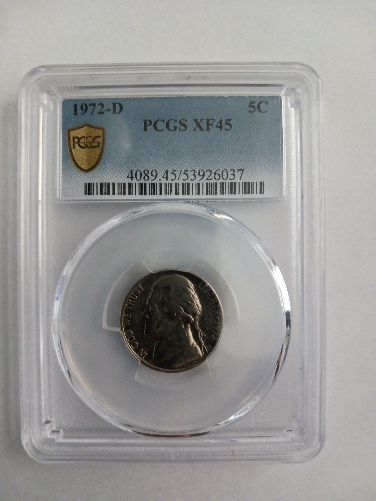 CERTIFIED PCGS, 1972 D Jefferson nickel with errors