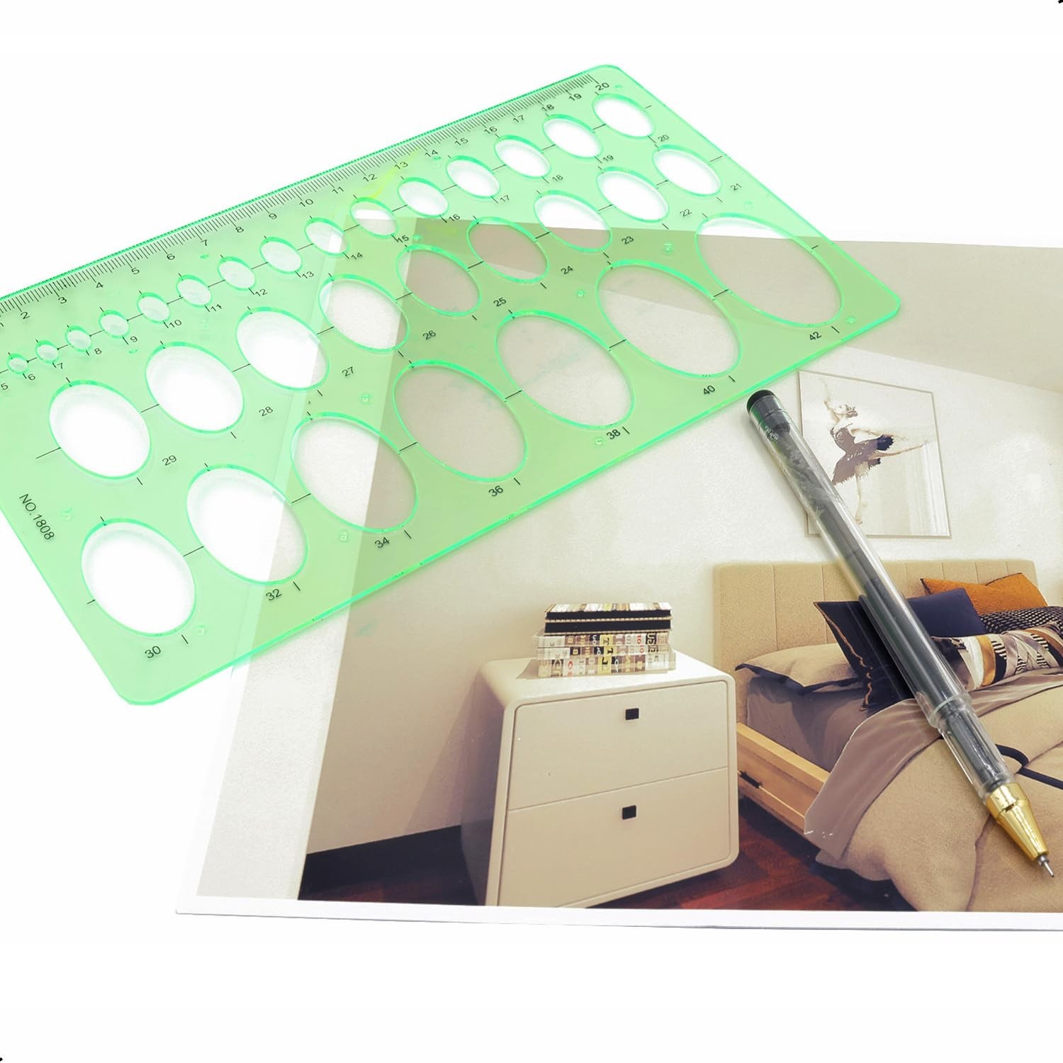 1Pcs 20cm Oval Ruler Drafting Template,Oval Line Drawing Ruler,Oval Tracing D...