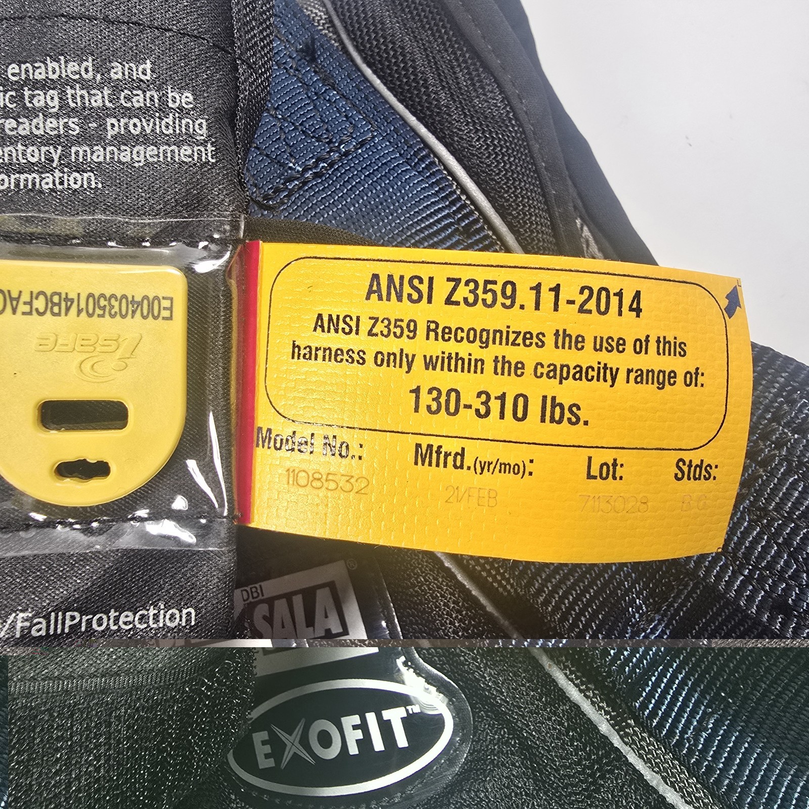 3M DBI-SALA ExoFit 1108532 Vest Style Safety Harness XL Quick Connect