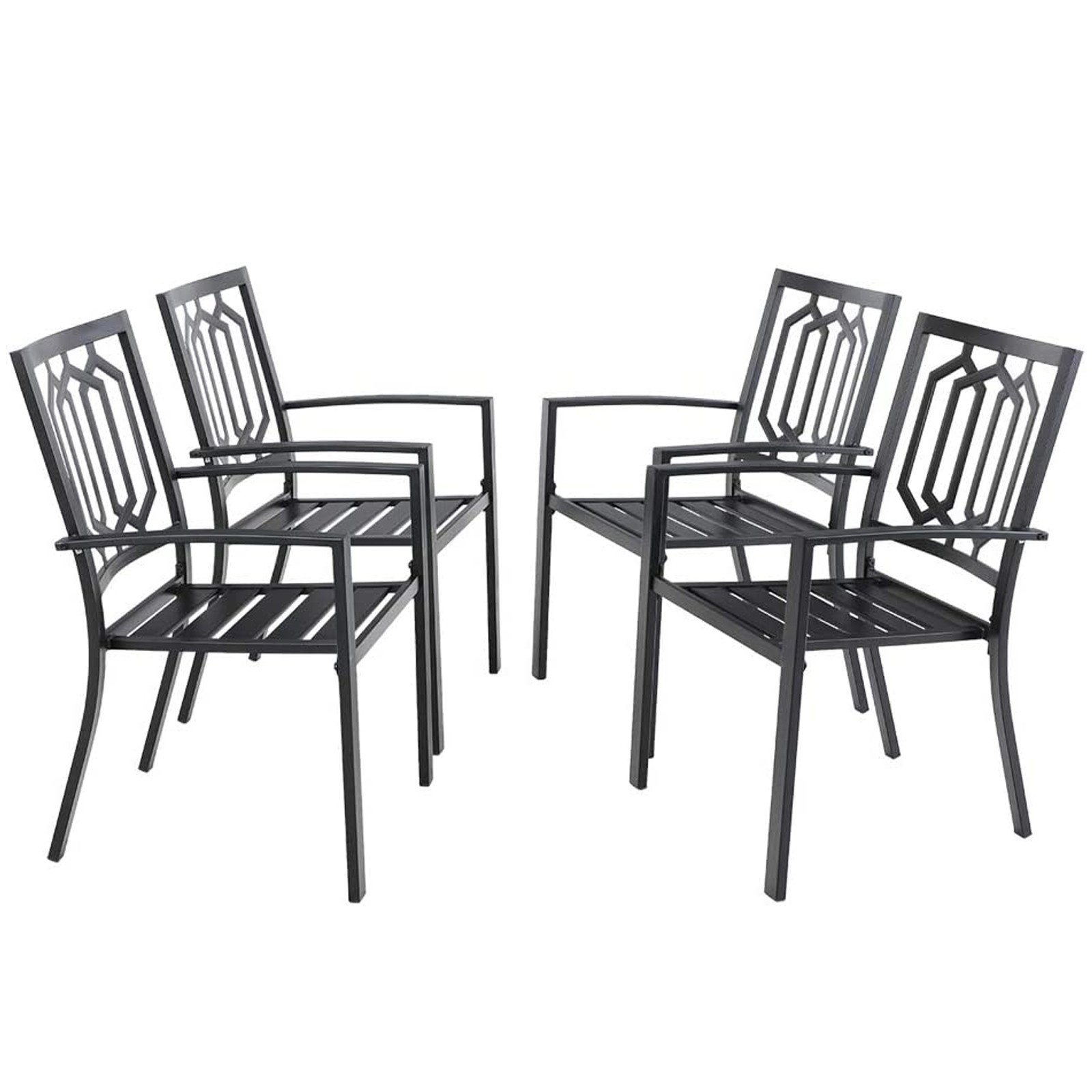 4 Pieces Patio Chair Stackable Outdoor Dining Chairs for Yard Garden Metal Chair